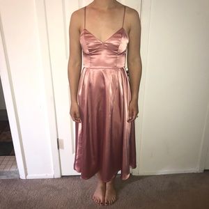 Beautiful Pink Satin Midi H & M Dress